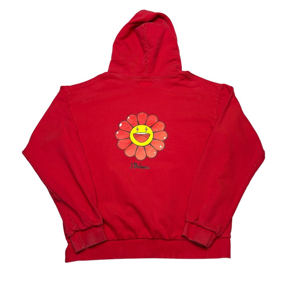 J Balvin x Takashi Murakami Rojo Flower Hoodie Men's XL Streetwear